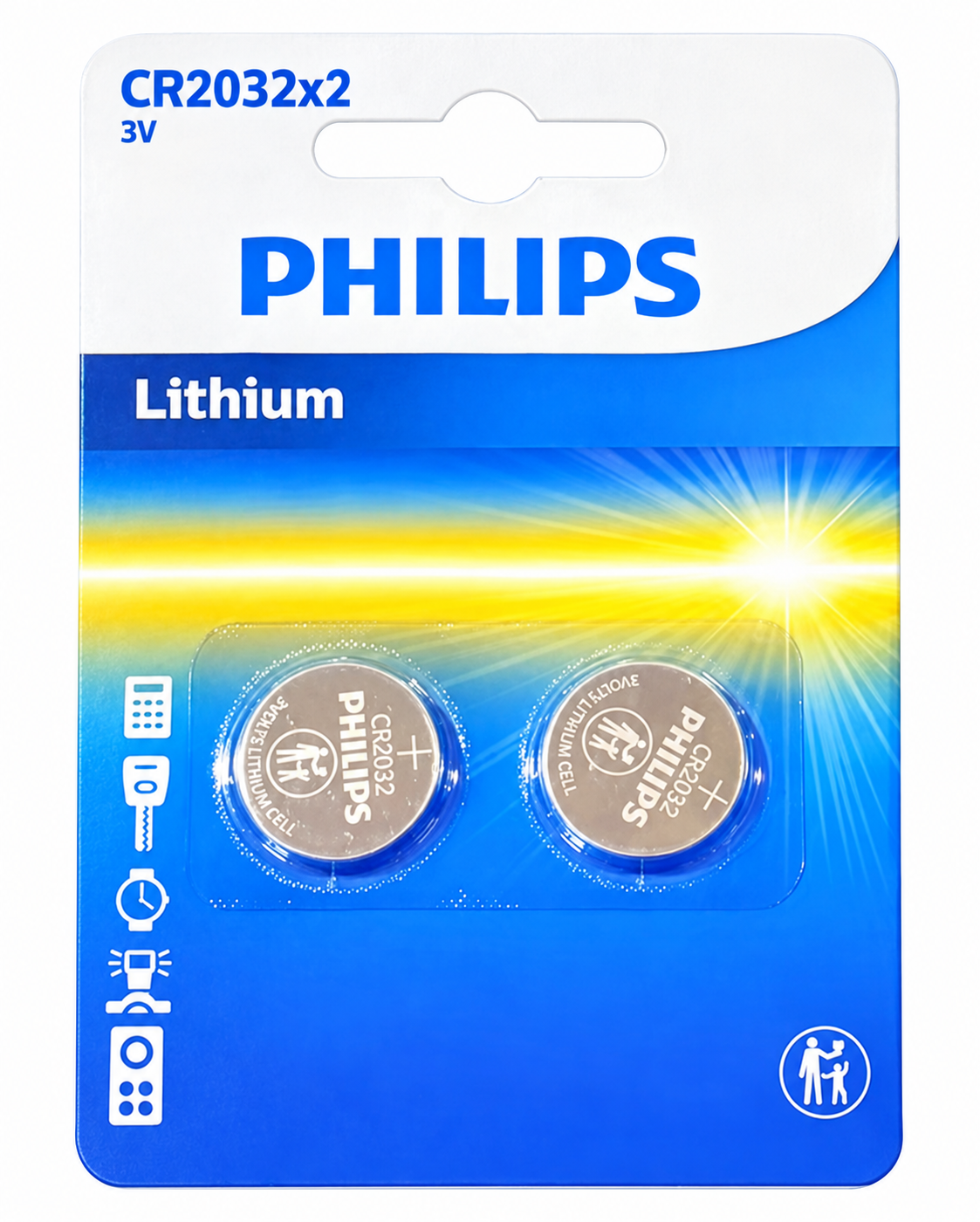 Philips Button Cell CR2032, 2-pack — front packaging