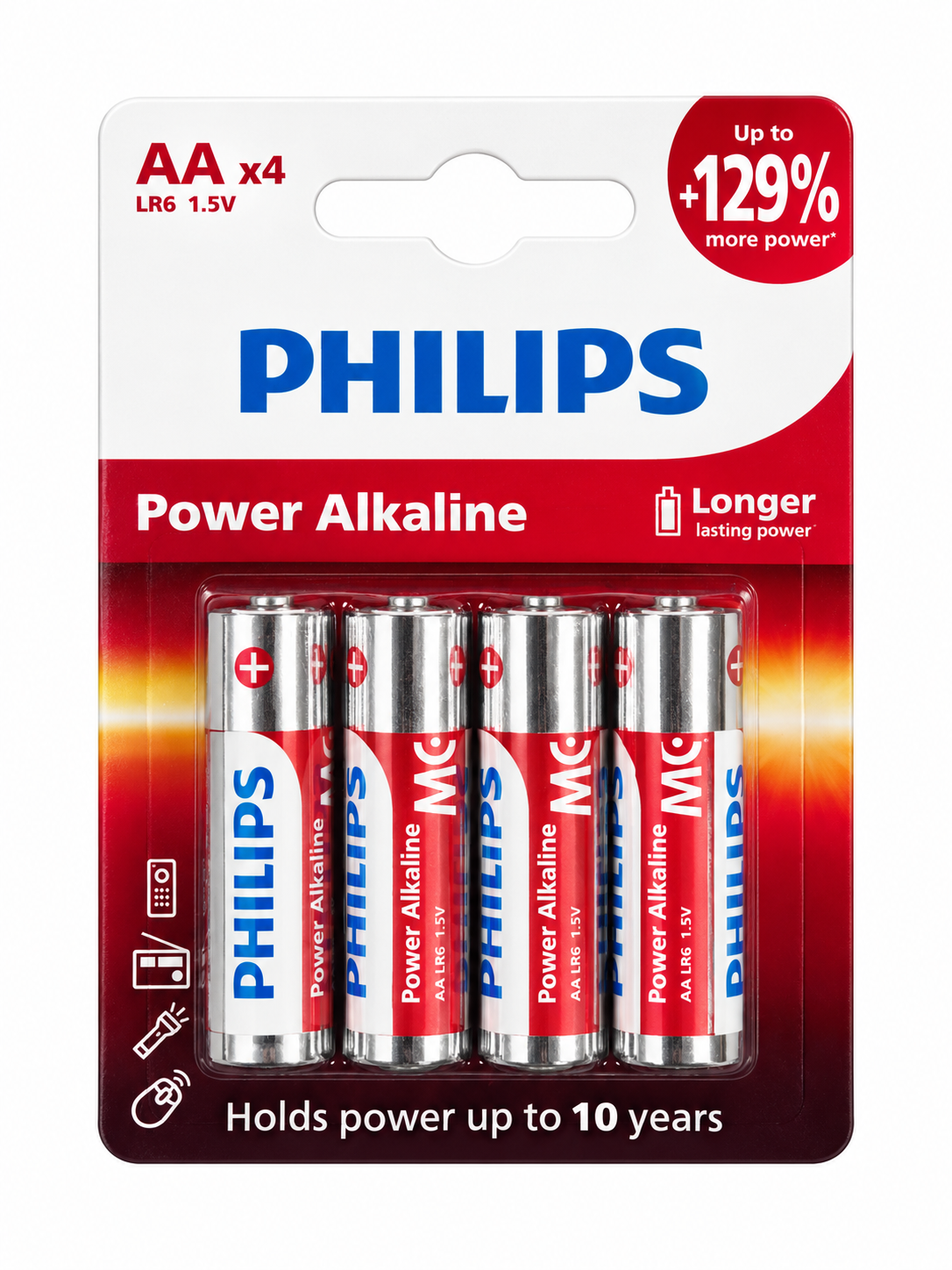 Philips Power Alkaline AA, 4-pack — front packaging